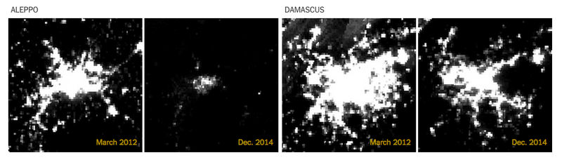 Illustration for article titled Disturbing Satellite Images Show How The Lights Have Gone Out In Syria